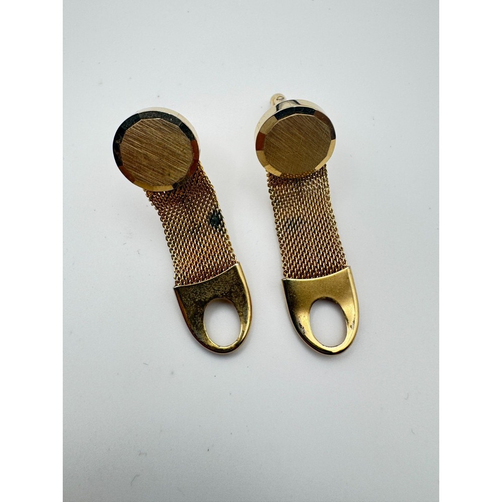 Vintage Anson Cufflinks Mesh Gold Tone Brushed Sunburst MCM - Picture 8 of 10